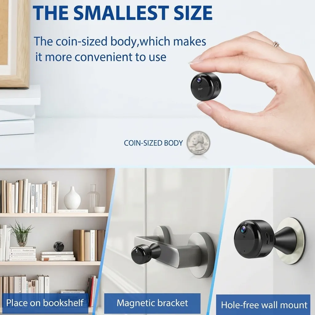 3MP Rechargeable Mini WiFi Camera - Black - 4