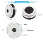 Ceiling Mount Panoramic Fisheye CCTV WiFi Smart Camera - White - 1