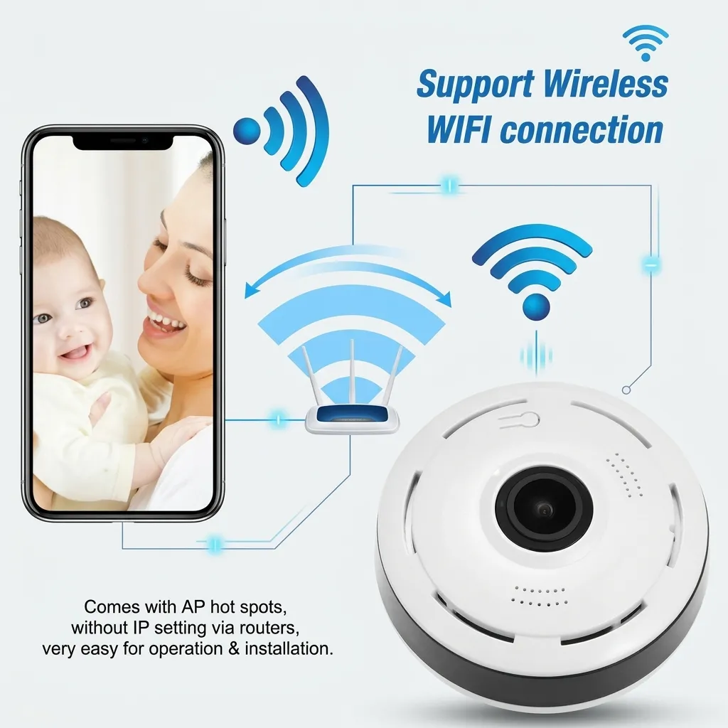 Ceiling Mount Panoramic Fisheye CCTV WiFi Smart Camera - White - 2