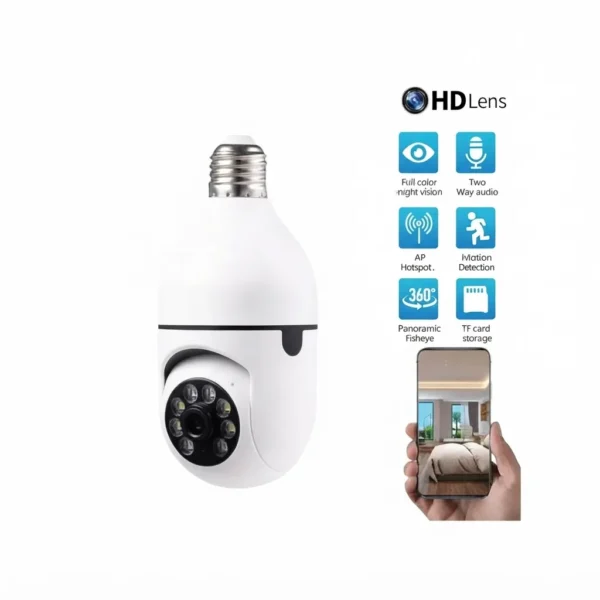 Digital CCTV WI-FI Bulb PTZ Smart Camera - White - 1