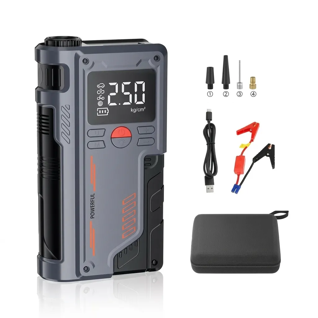High Power Portable Multifunction Battery Jump Starter and Tyre Air Compressor - 2