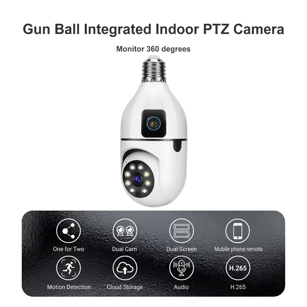ICSEE 4MP DUAL LENS LIGHT BULB CAMERA - WHITE - 4