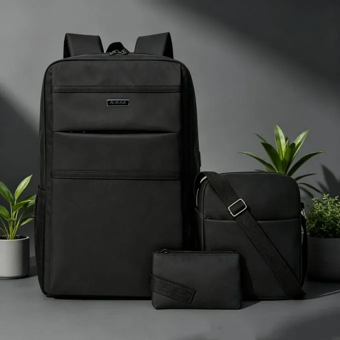 Business Laptop Backpack, Shoulder Bag & Pouch, Large Capacity Travel & Work Bags, Black - 1