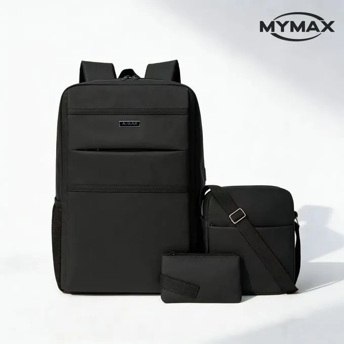 Business Laptop Backpack, Shoulder Bag & Pouch, Large Capacity Travel & Work Bags, Black - 2
