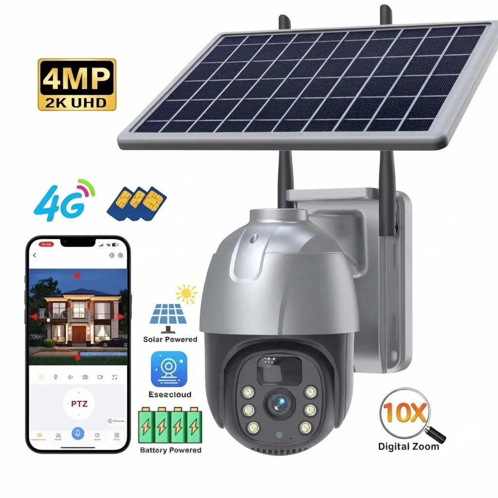Rechargeable 4G Sim Card Solar Camera - Black - 1